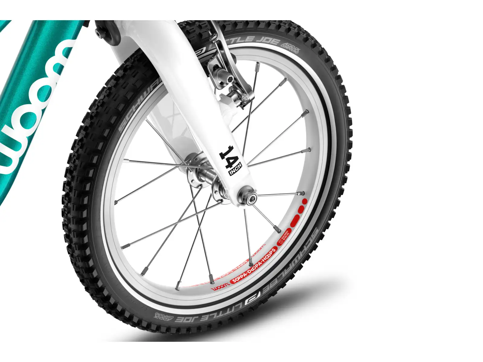 Woom GO 1 Plus Metallic Turquoise 14 detské odrážadlo