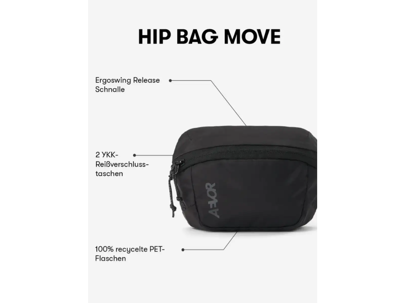 Aevor Hip Bag Move 1,5L taška cez rameno/ľadvinka Black