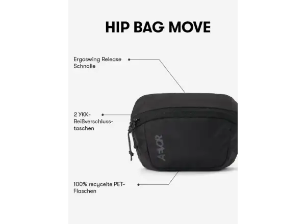 Aevor Hip Bag Move 1,5L taška cez rameno/ľadvinka Black