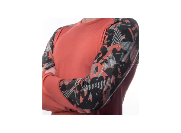 Sensor Merino Impress pánske tričko dlhý rukáv Terracotta/Rush