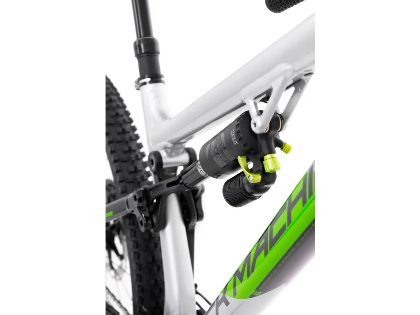 Horský bicykel Rock Machine Blizzard TRL 90-29 lesklá strieborná/čierna/DVO zelená