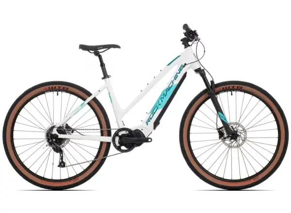 Horský bicykel Rock Machine Torrent e30-29 s nízkou jazdou Gloss White/Petrol/Neon Cyan