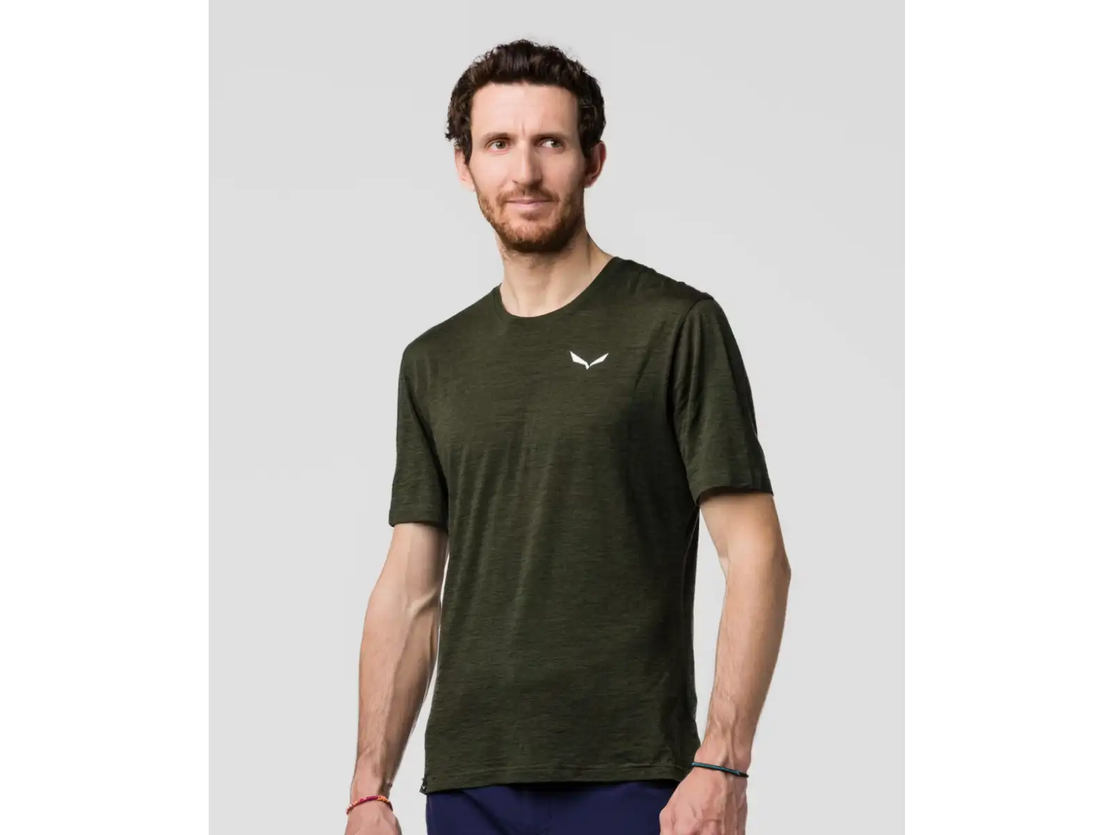 Salewa Eagle Minilogo Alpine Merino pánske tričko krátky rukáv Olive Green