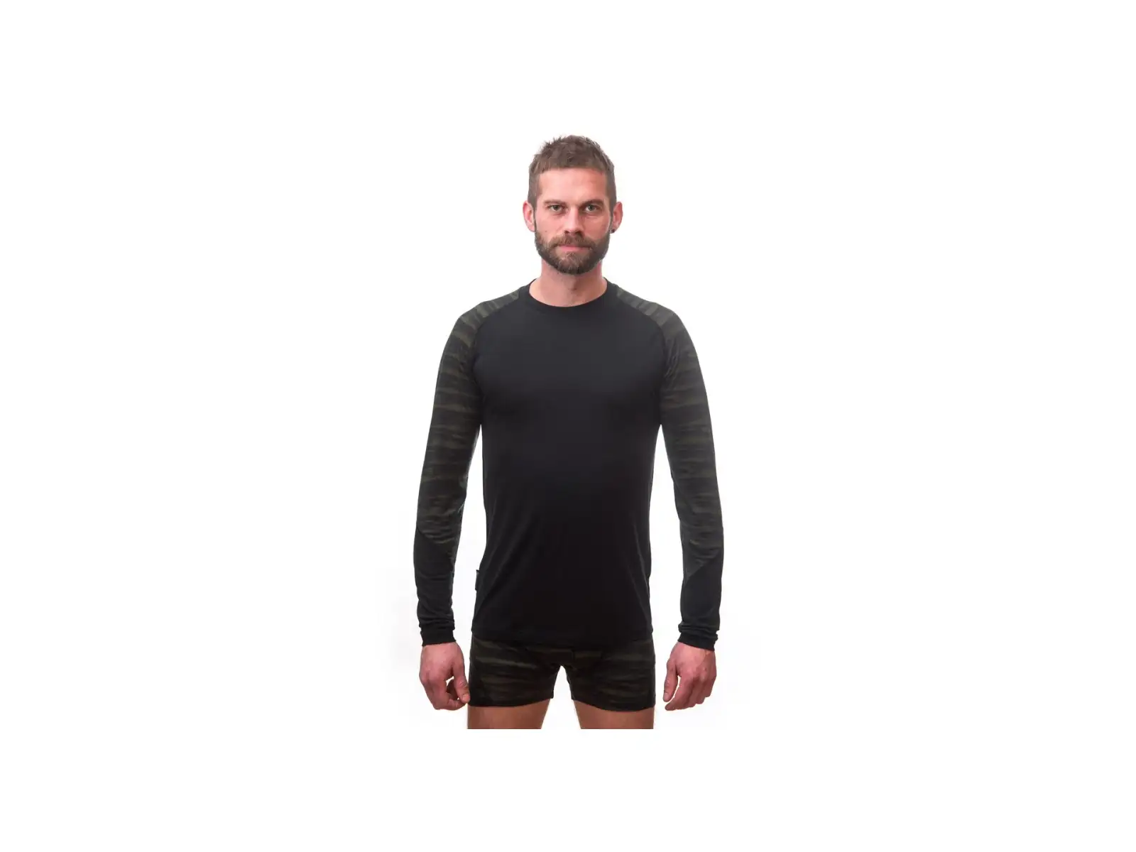 Sensor Merino Impress pánske tričko dlhý rukáv čierna/Batik