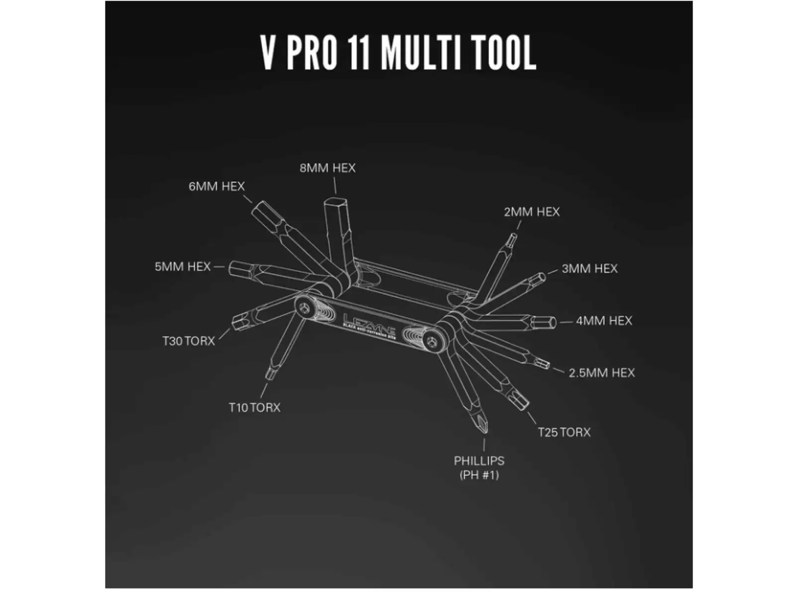 Lezyne V Pro multikľúč 11 funkcií čierna