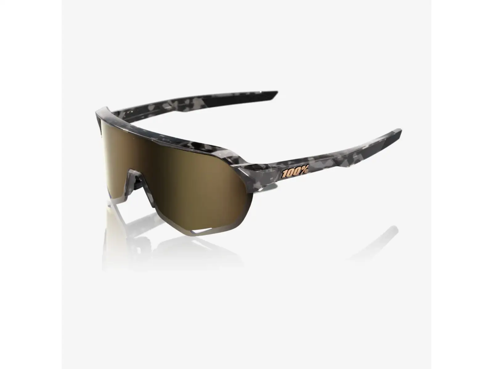 100% S2 slnečné okuliare Gloss Black Havana/Soft Gold Mirror