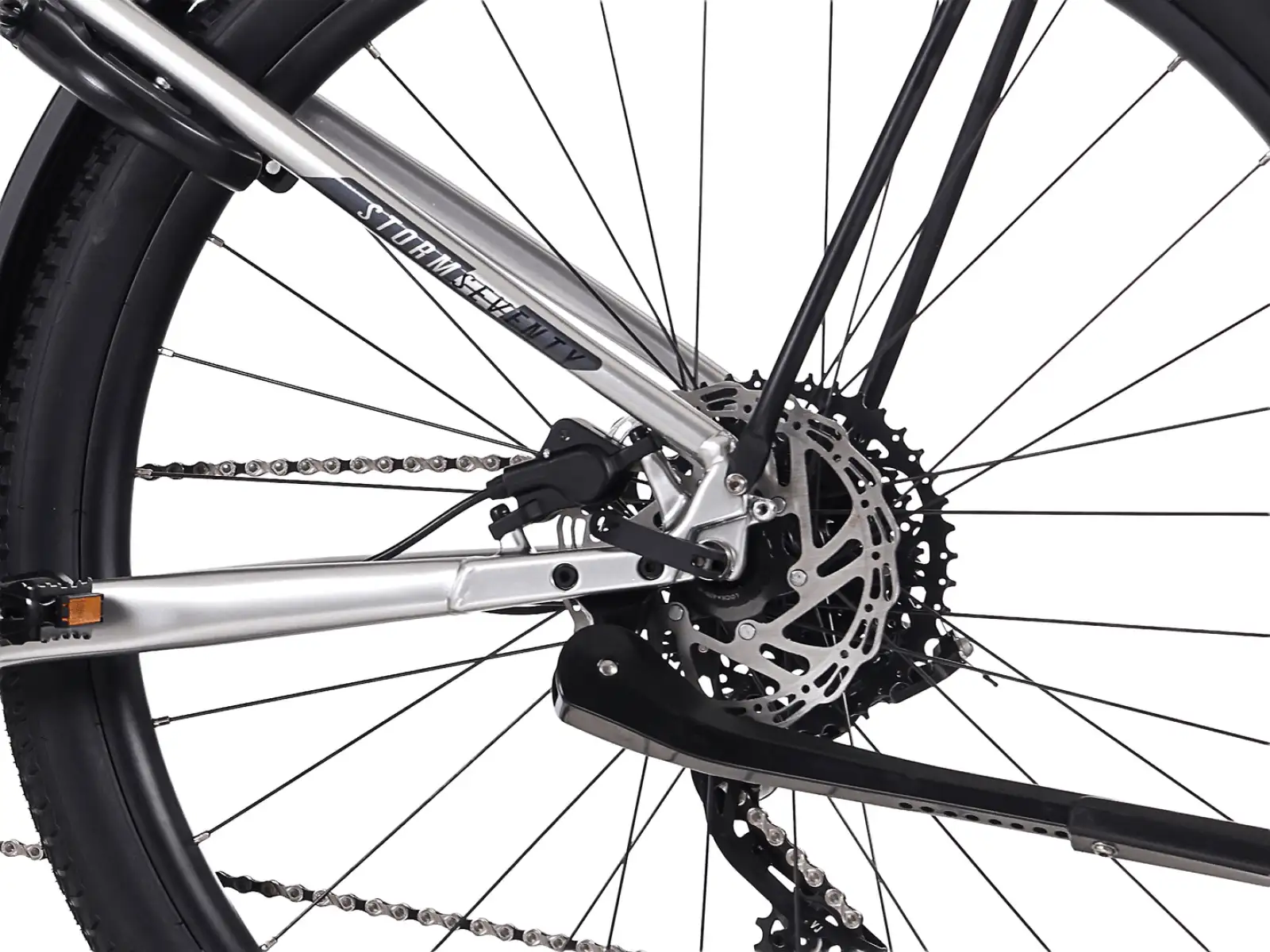 Rock Machine eSTORM 70 TOUR horský elektrobicykel Gloss Silver/Black/Grey