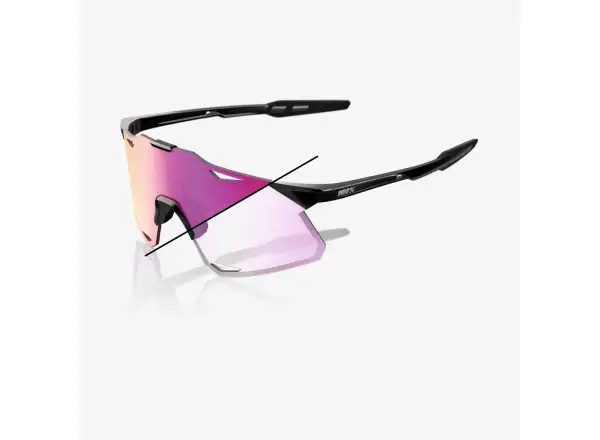 100% Hypercraft SQ okuliare Gloss Black/Photochromic Purple Mirror