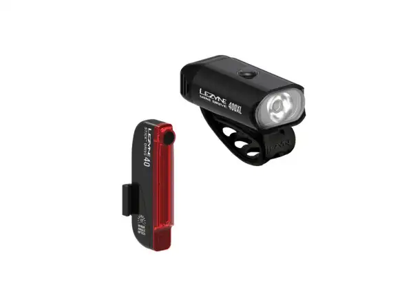 Lezyne Mini Drive 400XL / Stick+ Drive sada svetiel Black