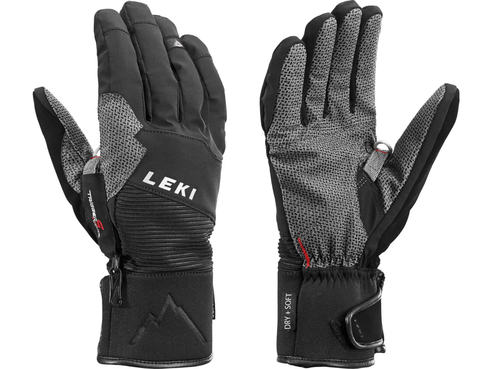 Leki Tour Evolution V turistické rukavice čierne/chrómové/červené