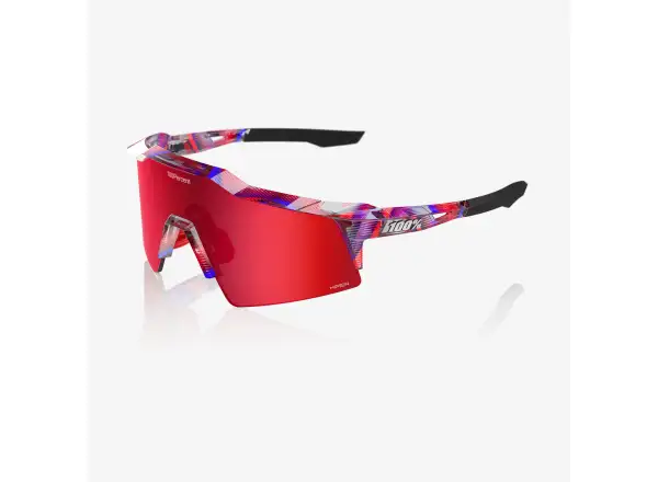 100% Speedcraft SL okuliare FDJ Gloss Translucent Red/Blue/HiPER Fire Red Mirror Lens