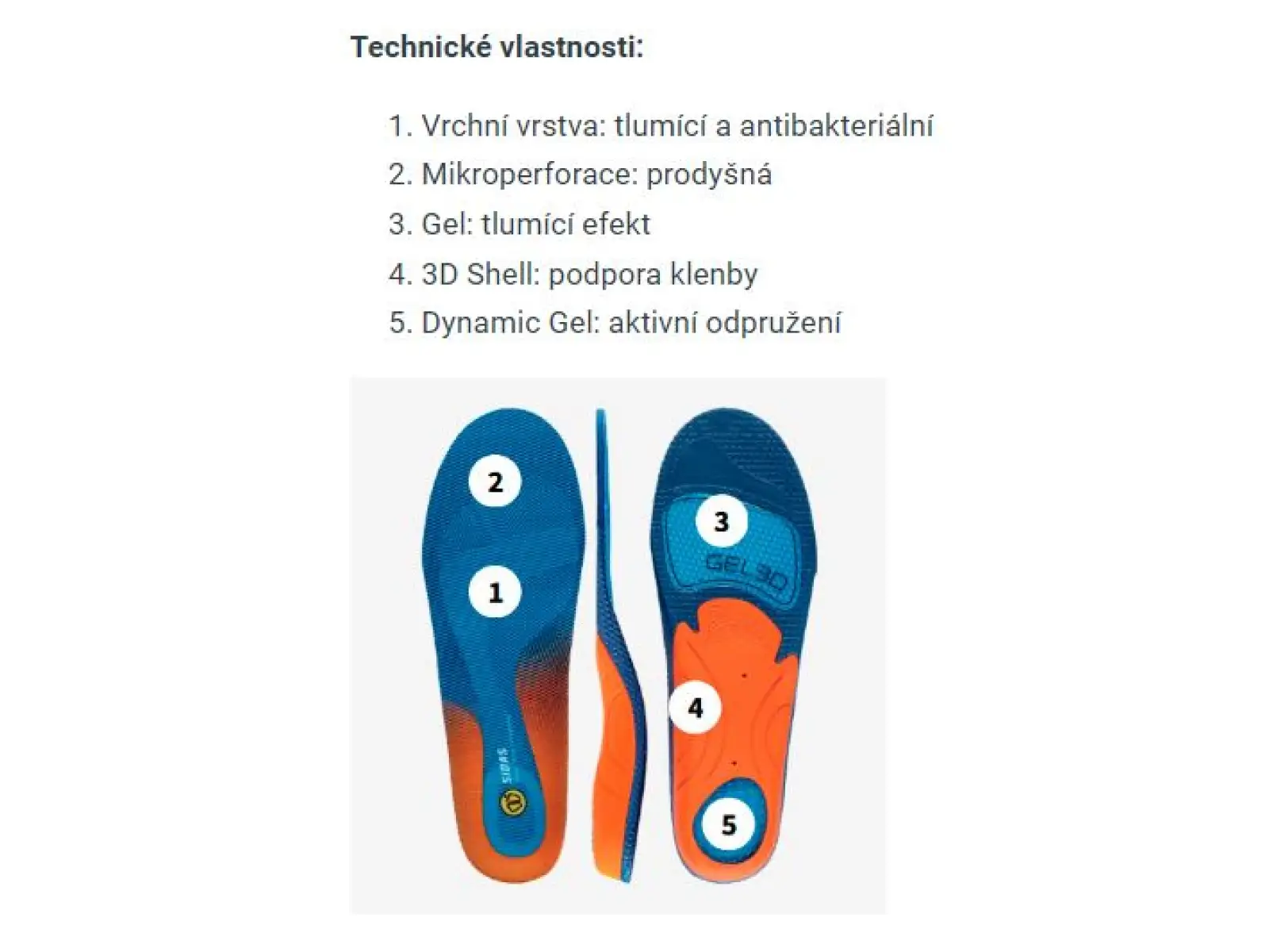 Vložky do topánok Sidas Cushioning Gel 3D 1 pár