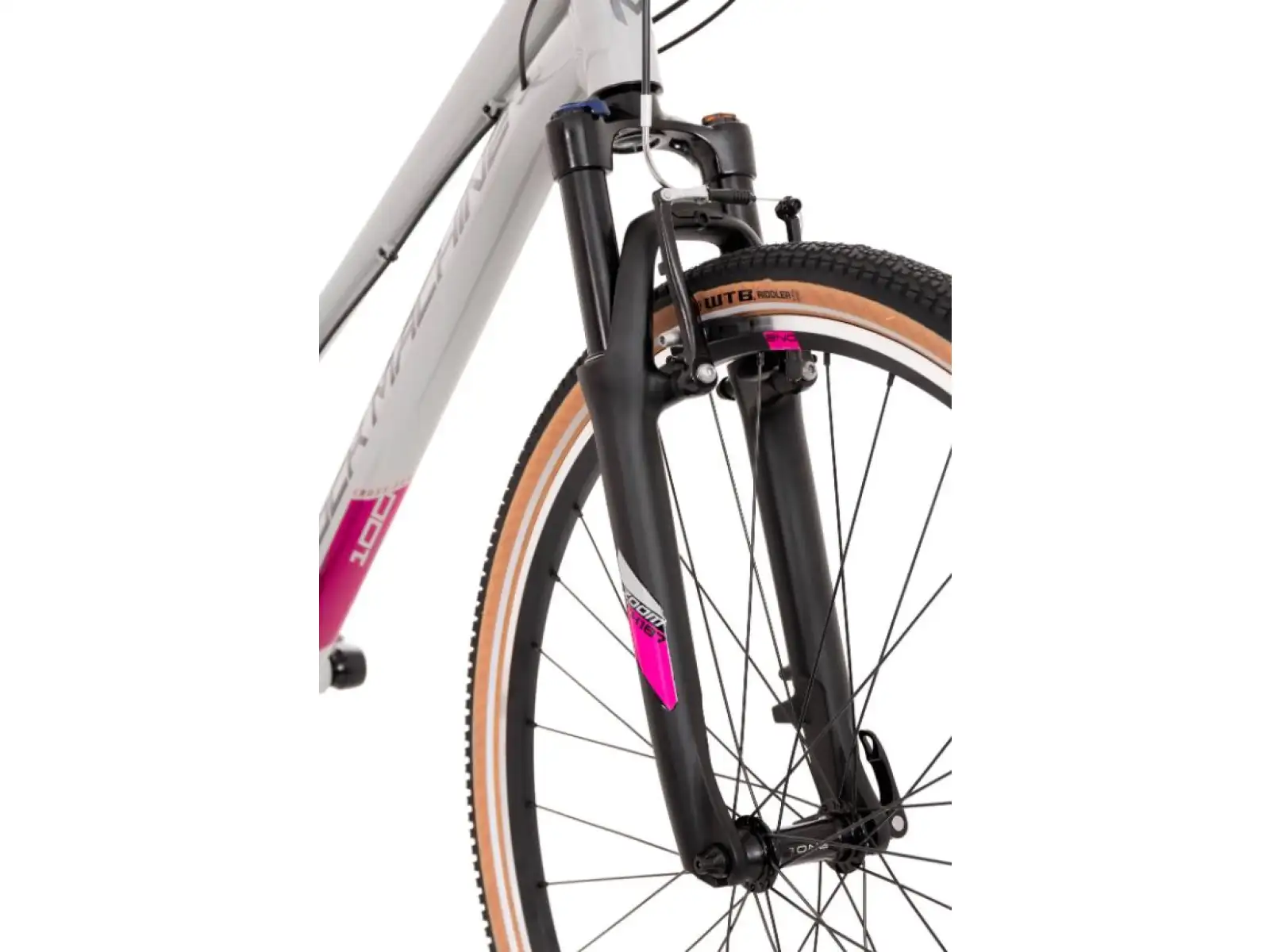 Rock Machine CrossRide 100 Lady lesklá světlá šedá/tmavě šedá trekingové kolo.