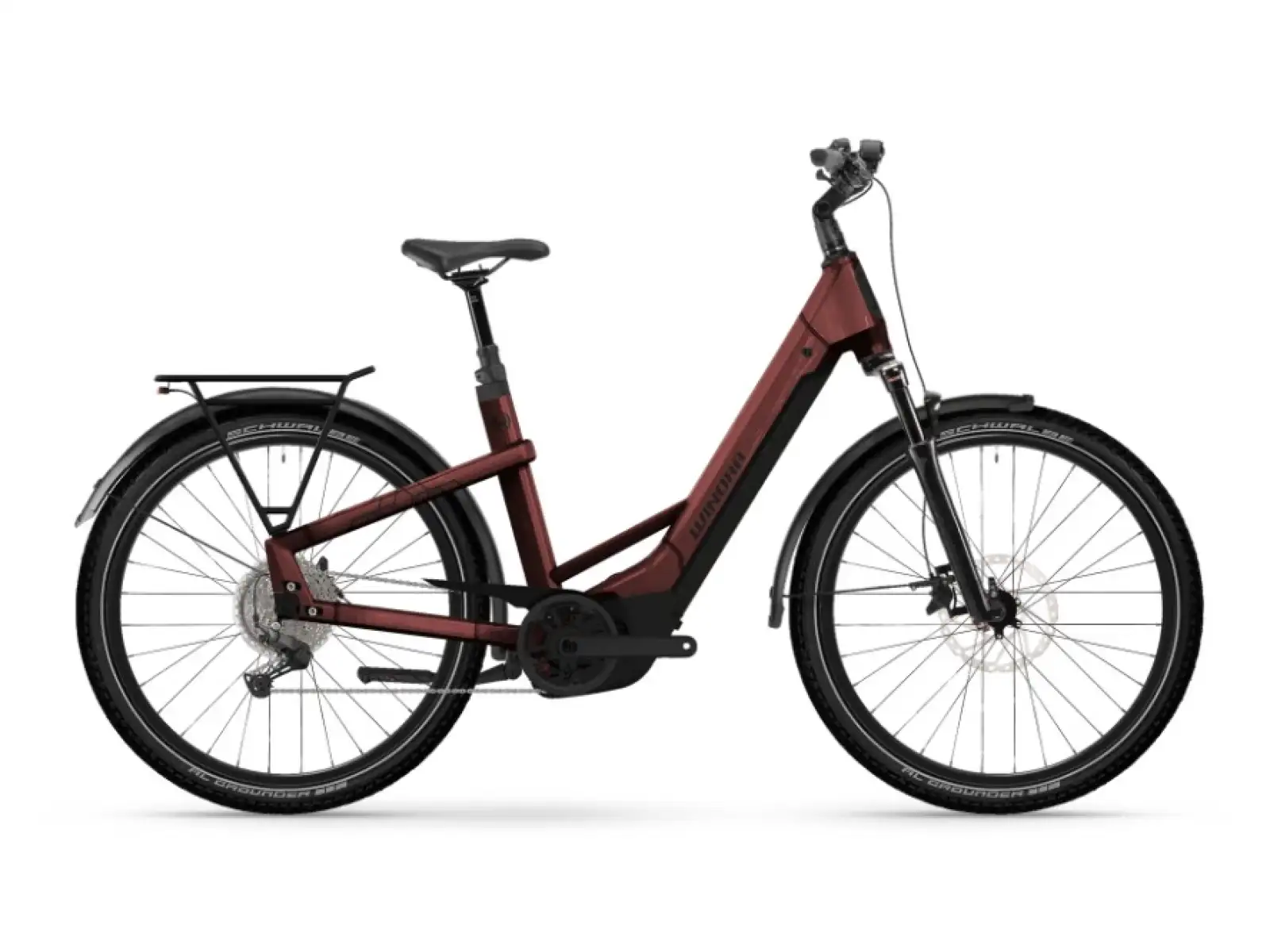 Winora Yakun X10 800Wh nízkonástupový elektrobicykel warm red gloss