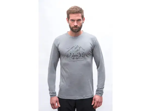 Sensor Merino Active Van Life pánske triko dlhý rukáv sivá