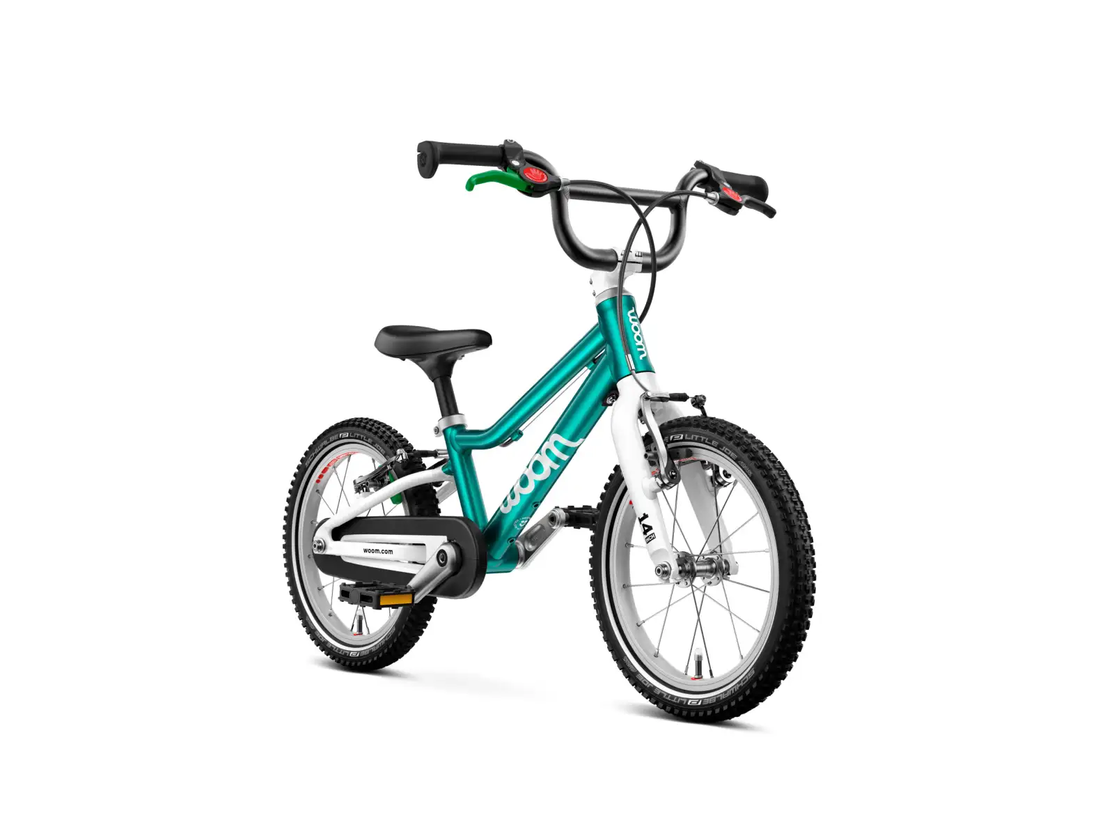 Woom GO 2 Metallic Turquoise 14 detský bicykel