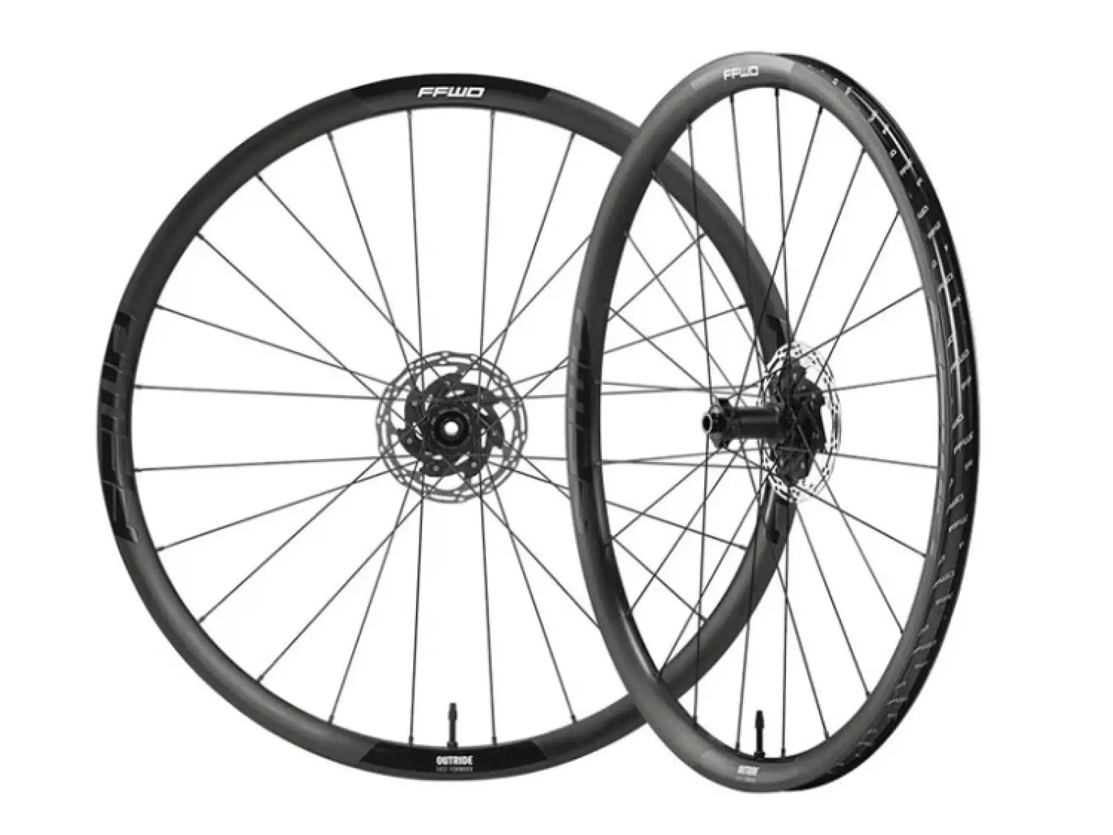 FFWD Outride spletené gravel kolesá, náboje DT Swiss 350 Matt Black.