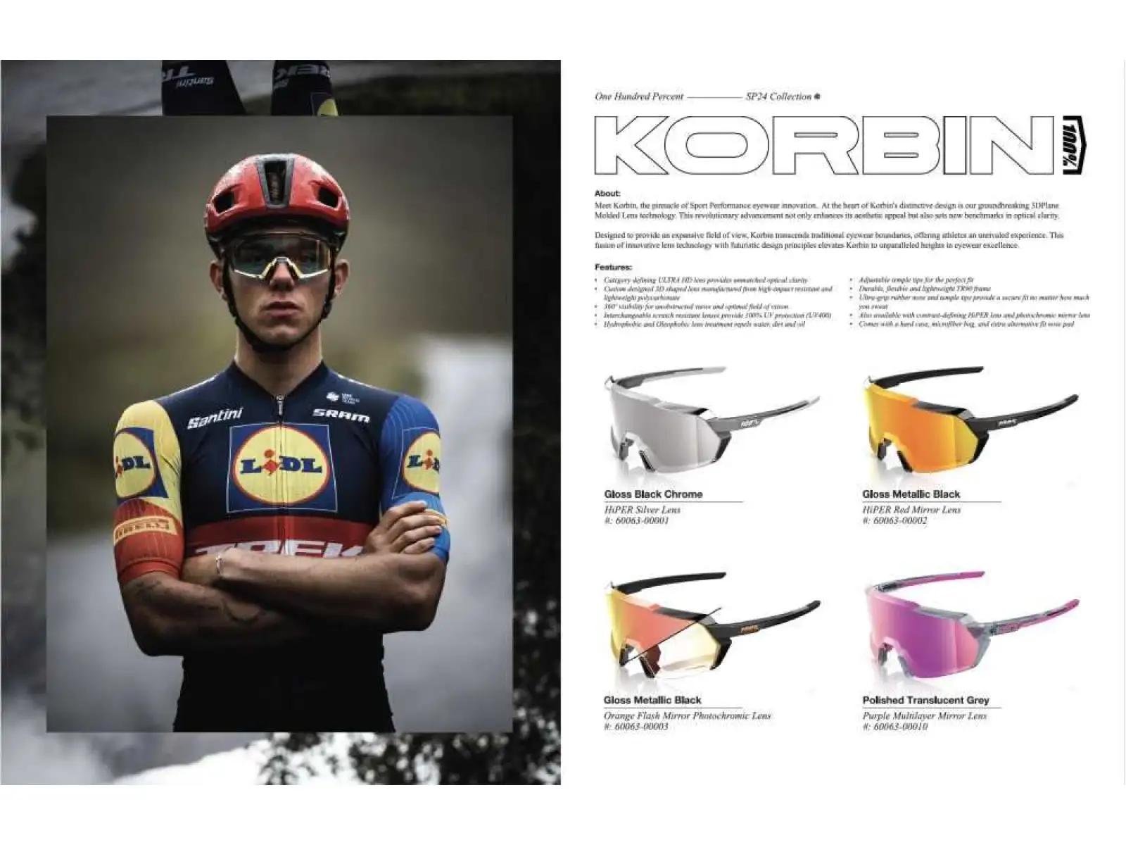 100% Korbin okuliare Gloss Metallic Black Orange Flash Mirror Photochromic