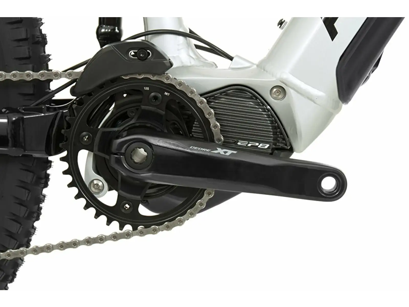 Rock Machine Blizzard INT e90-297 Gloss Silver/Black/Green celoodpružený e-bike
