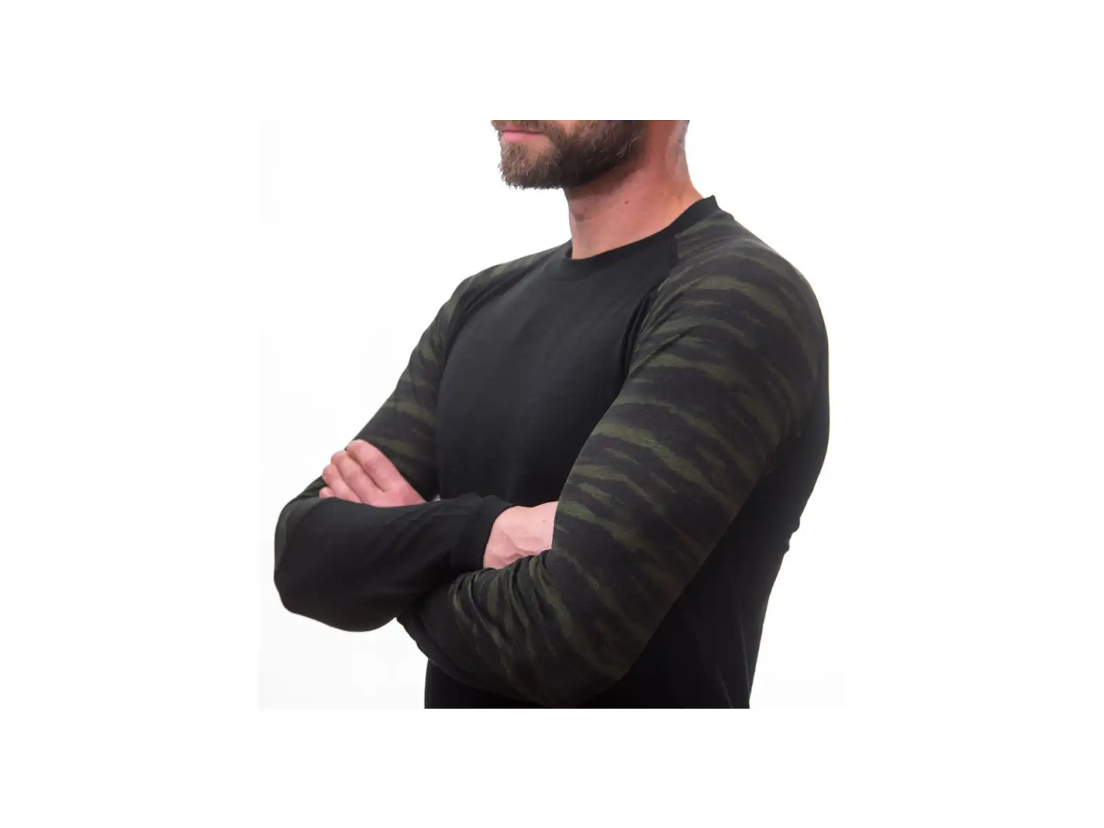 Sensor Merino Impress pánske tričko dlhý rukáv čierna/Batik