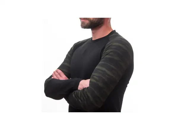 Sensor Merino Impress pánske tričko dlhý rukáv čierna/Batik