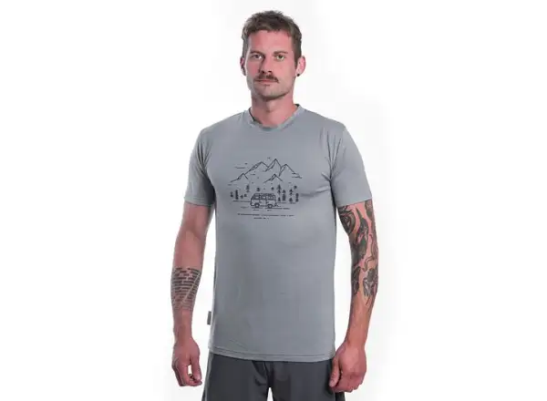 Sensor Merino Active Van Life pánske tričko krátky rukáv šedá