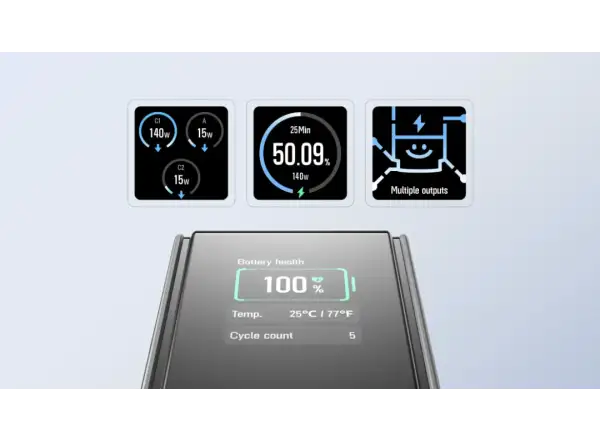 EcoFlow RAPID Power Banka (25000mAh,170W) 2x100W zabudovaný USB-C kábel - strieborná