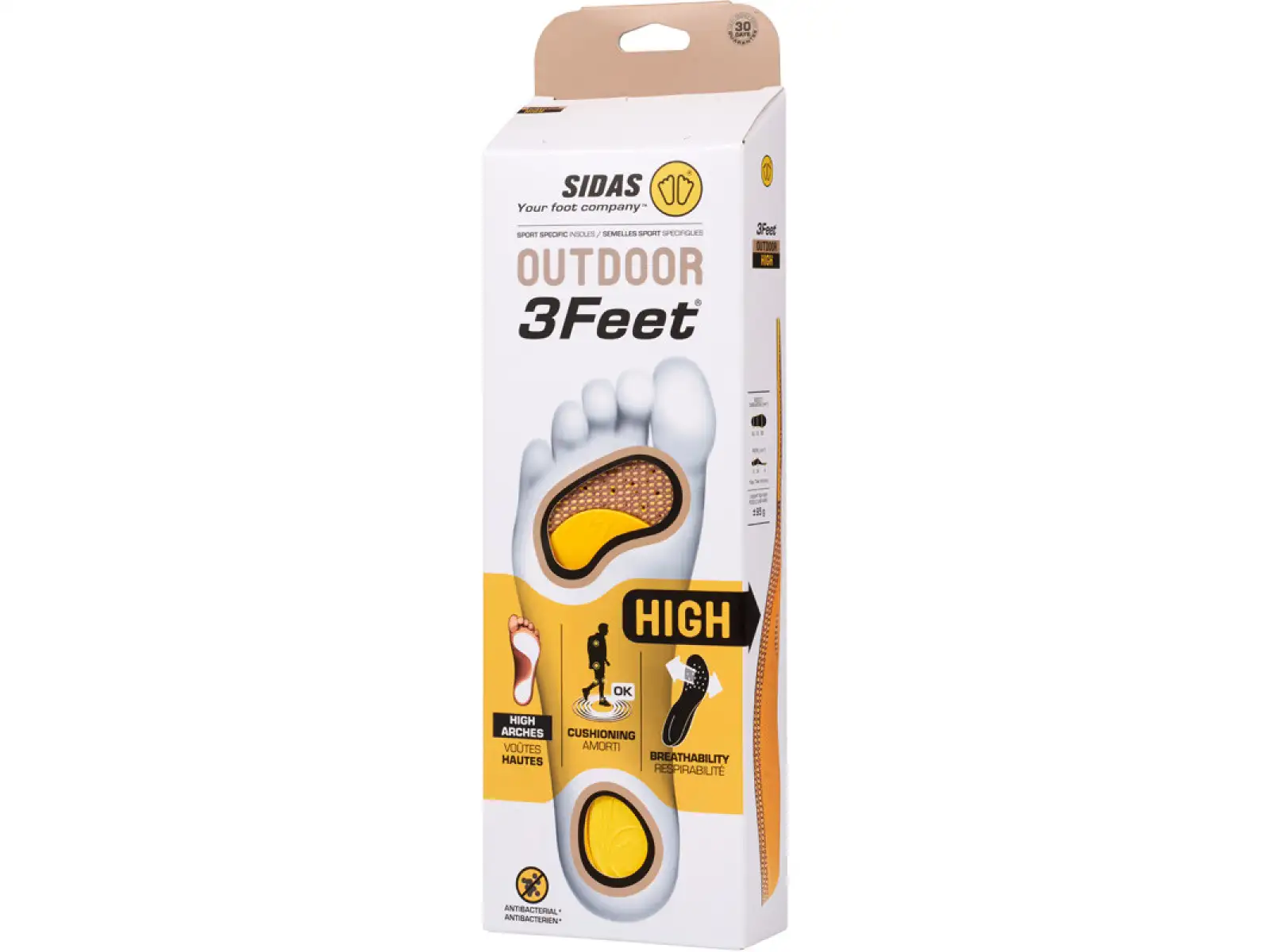 Sidas 3Feet Outdoor High vložky do topánok vysoká klenba 1 pár