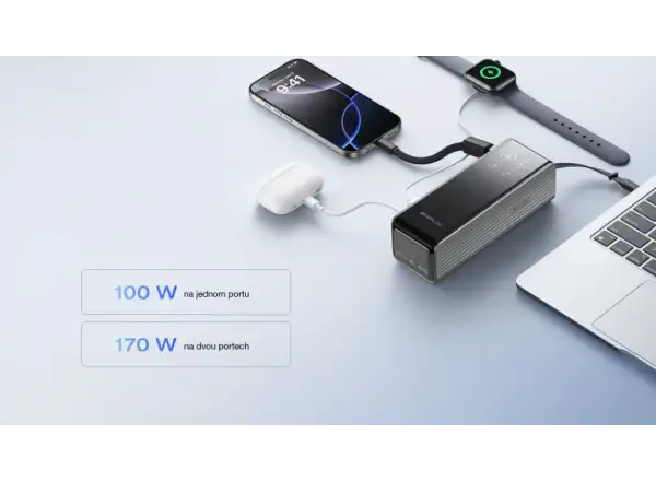 EcoFlow RAPID Power Banka (25000mAh,170W) 2x100W zabudovaný USB-C kábel - strieborná