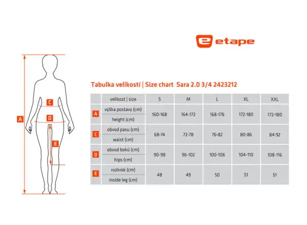 Etape Sara 2.0 dámske 3/4 nohavice s vložkou čierna/ružová