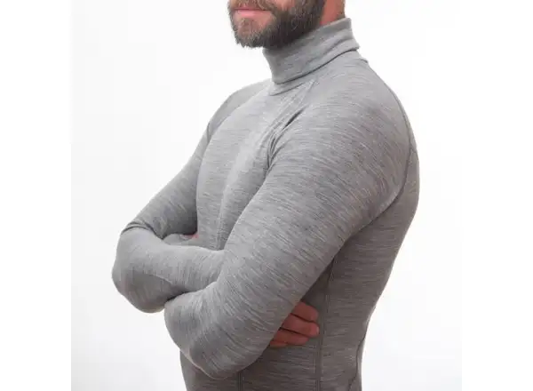 Sensor Merino Bold Neck pánske tričko dlhý rukáv Cool Gray