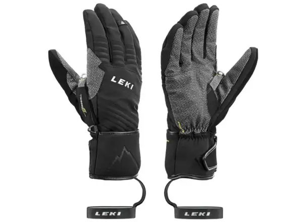 Turistické rukavice Leki Tour Plus V black/chrome/lime