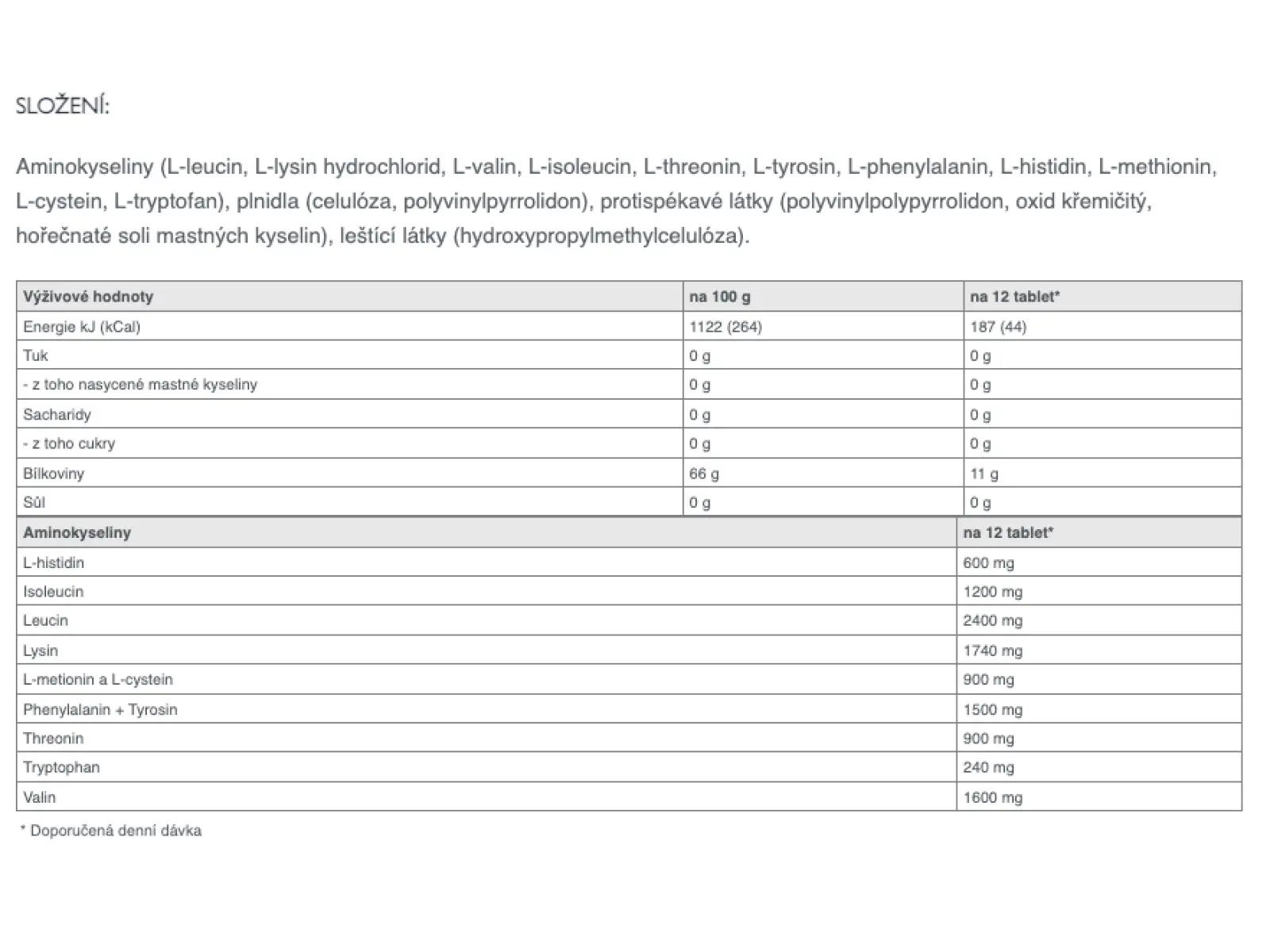 Aminokyseliny Sponser Amino EAA (140 tabliet)