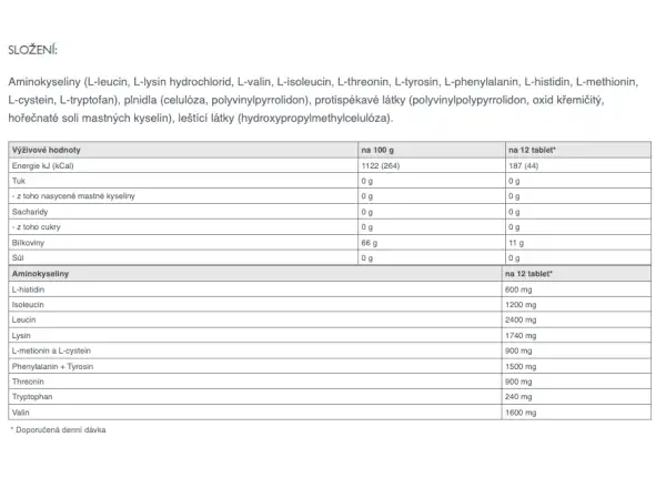 Aminokyseliny Sponser Amino EAA (140 tabliet)