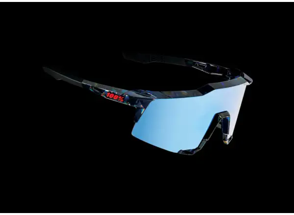 100% SPEEDCRAFT cyklistické okuliare Black Holographic/Hiper blue Multilayer Mirror Lens