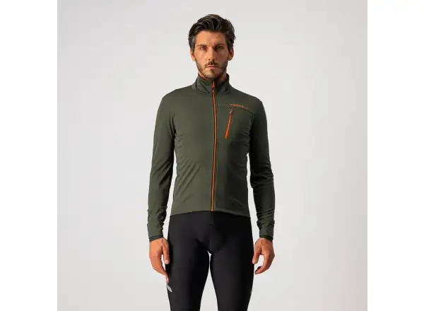 Castelli Go pánska bunda military green/firery red