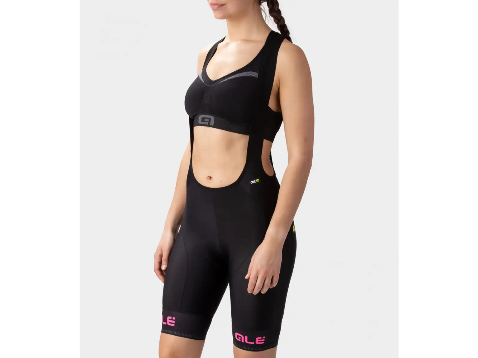 Alé PR-R Sella Plus Lady dámske kraťasy s trakmi a vložkou Fluo Pink