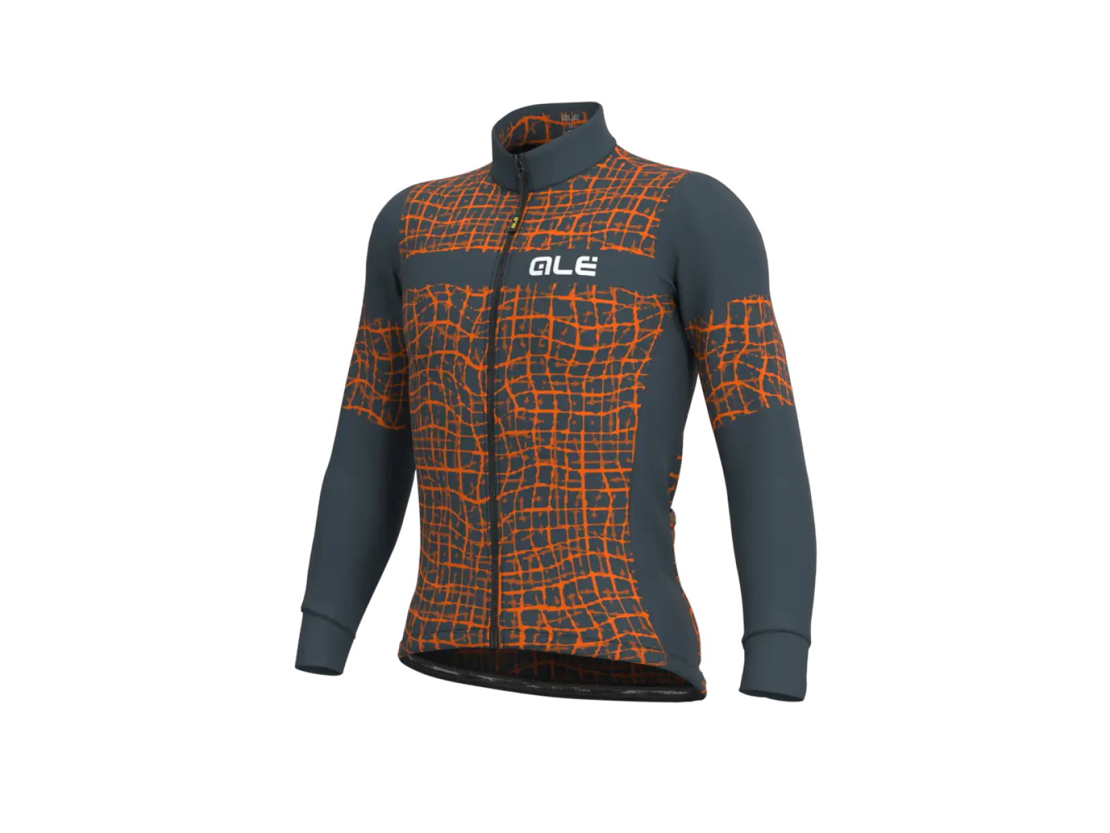 Alé Solid Wall pánsky cyklistický dres s dlhým rukávom sivý/oranžový