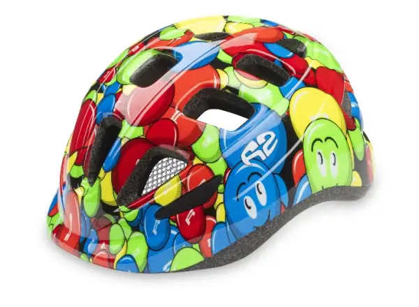 R2 Bunny detská cyklistická prilba neon zelená/modrá/červená