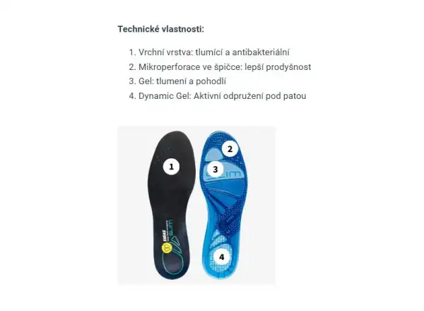 Vložky do topánok Sidas Cushioning Gel Slim 1 pár