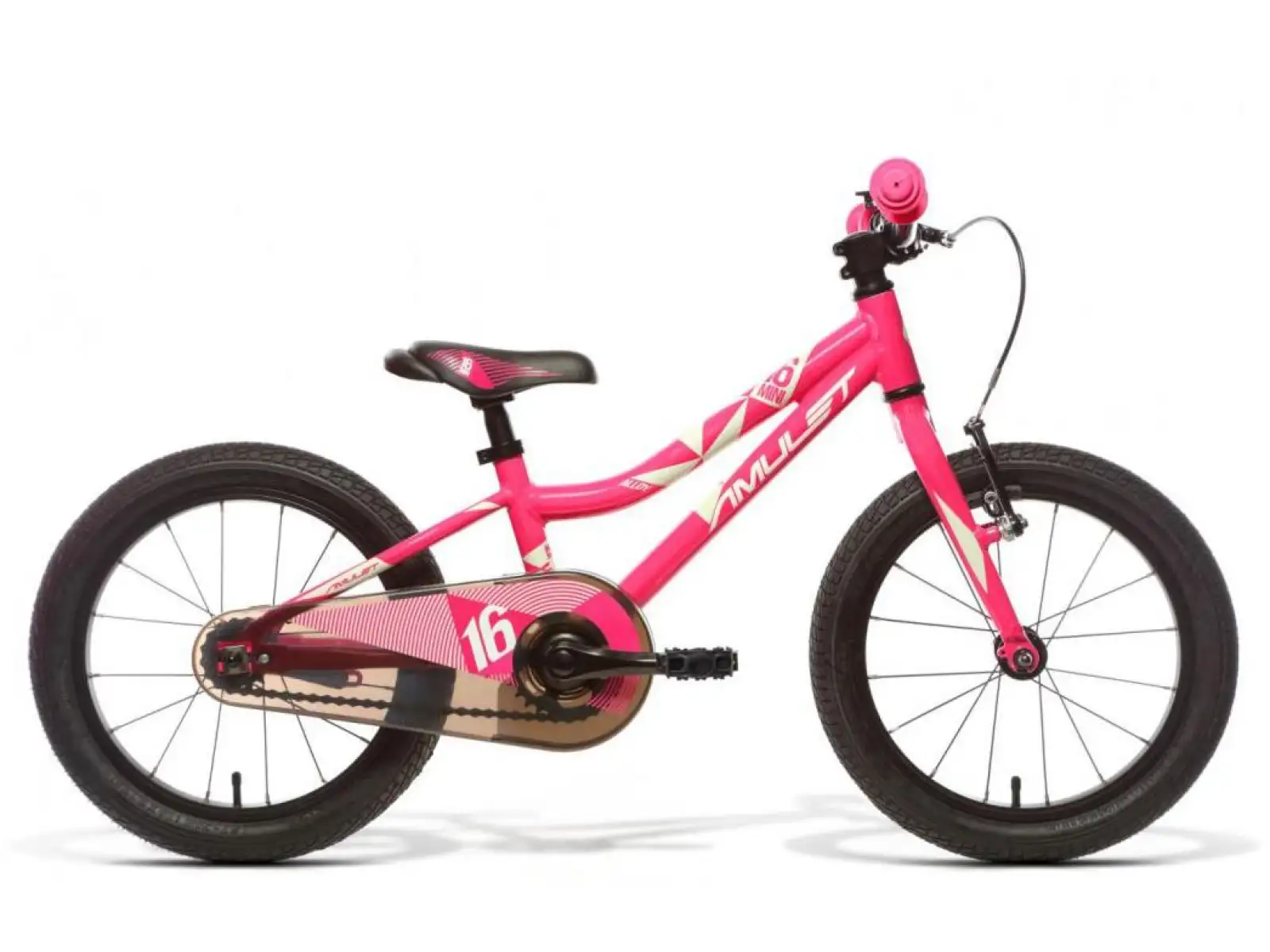 Amulet Fun 16 ružový lesklý/biely lesklý detský bicykel