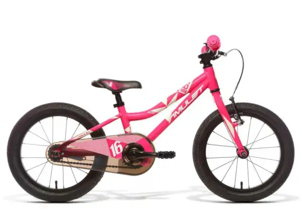Amulet Fun 16 ružový lesklý/biely lesklý detský bicykel