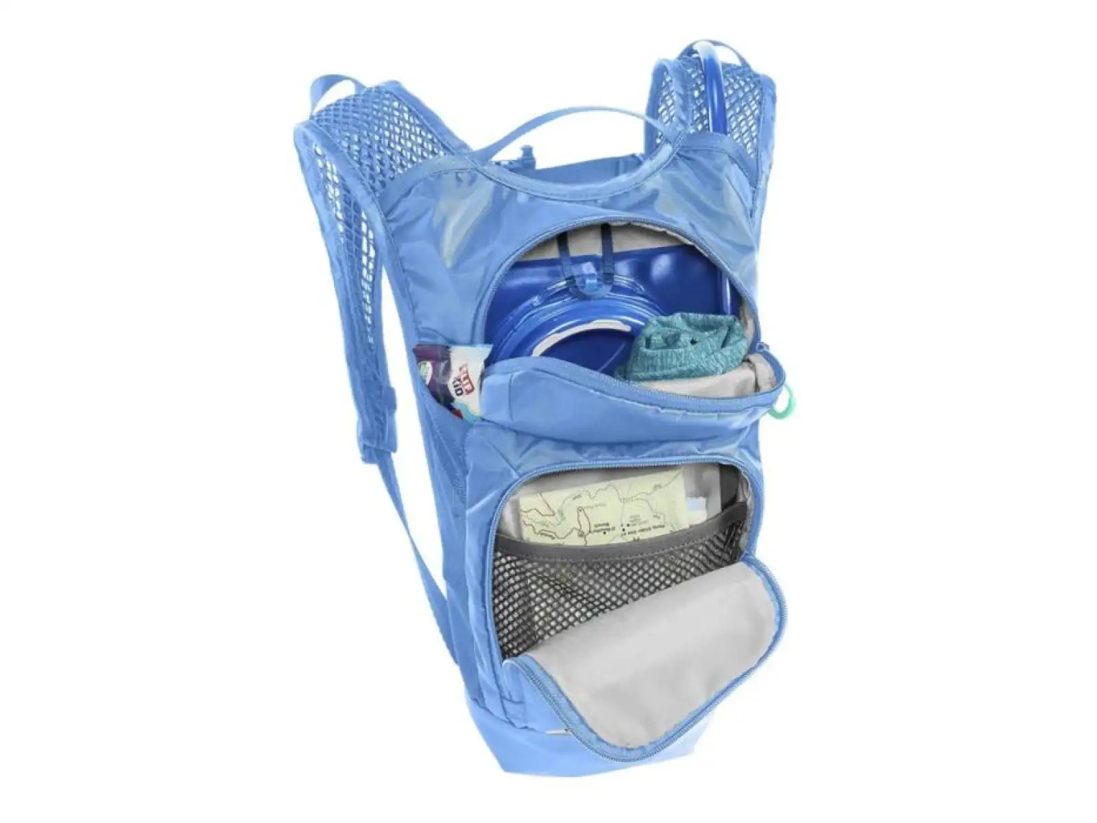 Detský batoh Camelbak Mini Mule 5 l + rezervoár 1,5 l (modrý s palmovým vzorom)