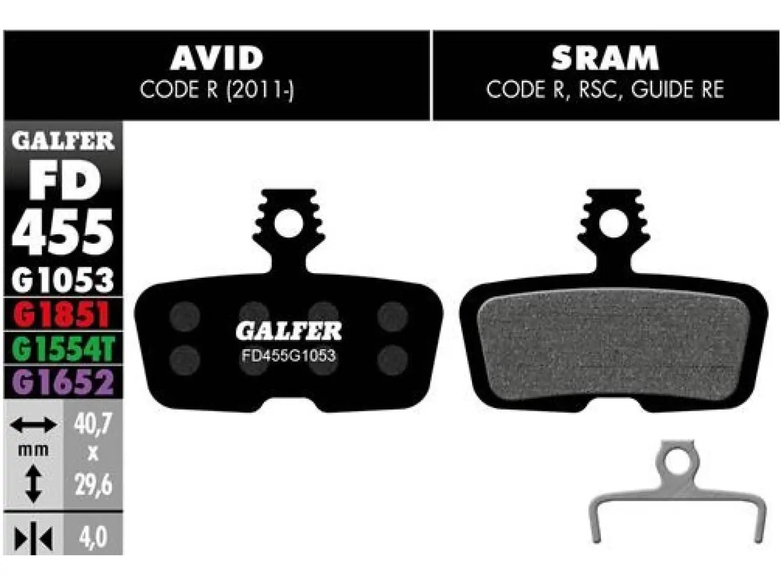 Galfer FD455 Standard G1053 brzdové doštičky pre Avid / Sram