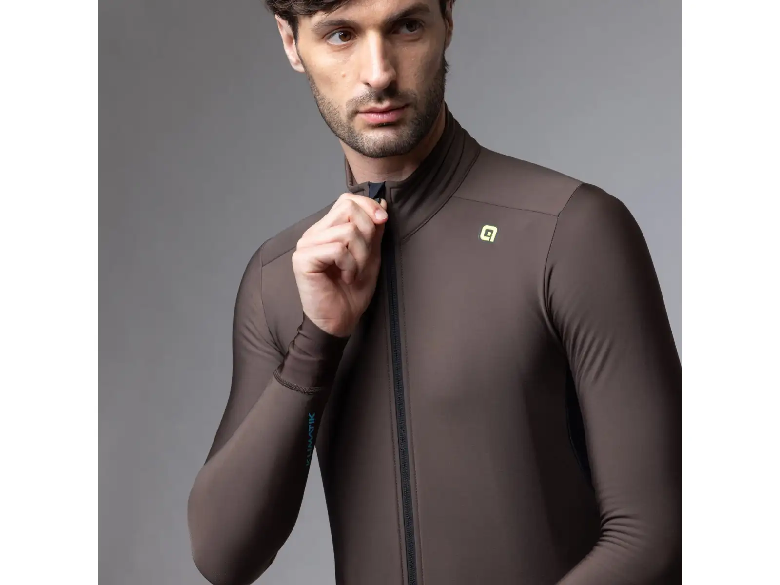 Alé Klimatik K-Idro pánsky zateplený cyklistický dres Coffee