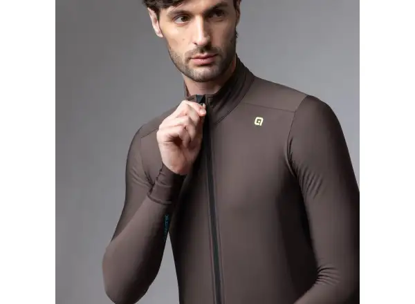 Alé Klimatik K-Idro pánsky zateplený cyklistický dres Coffee