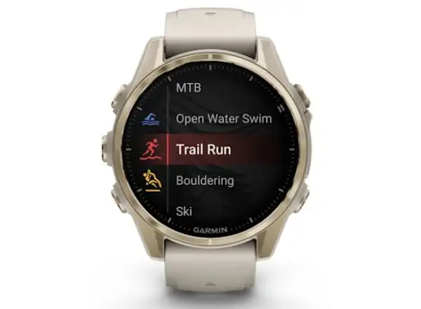 Garmin fenix 8 - 43 mm AMOLED Sapphire inteligentné hodinky Soft Gold Fog grey