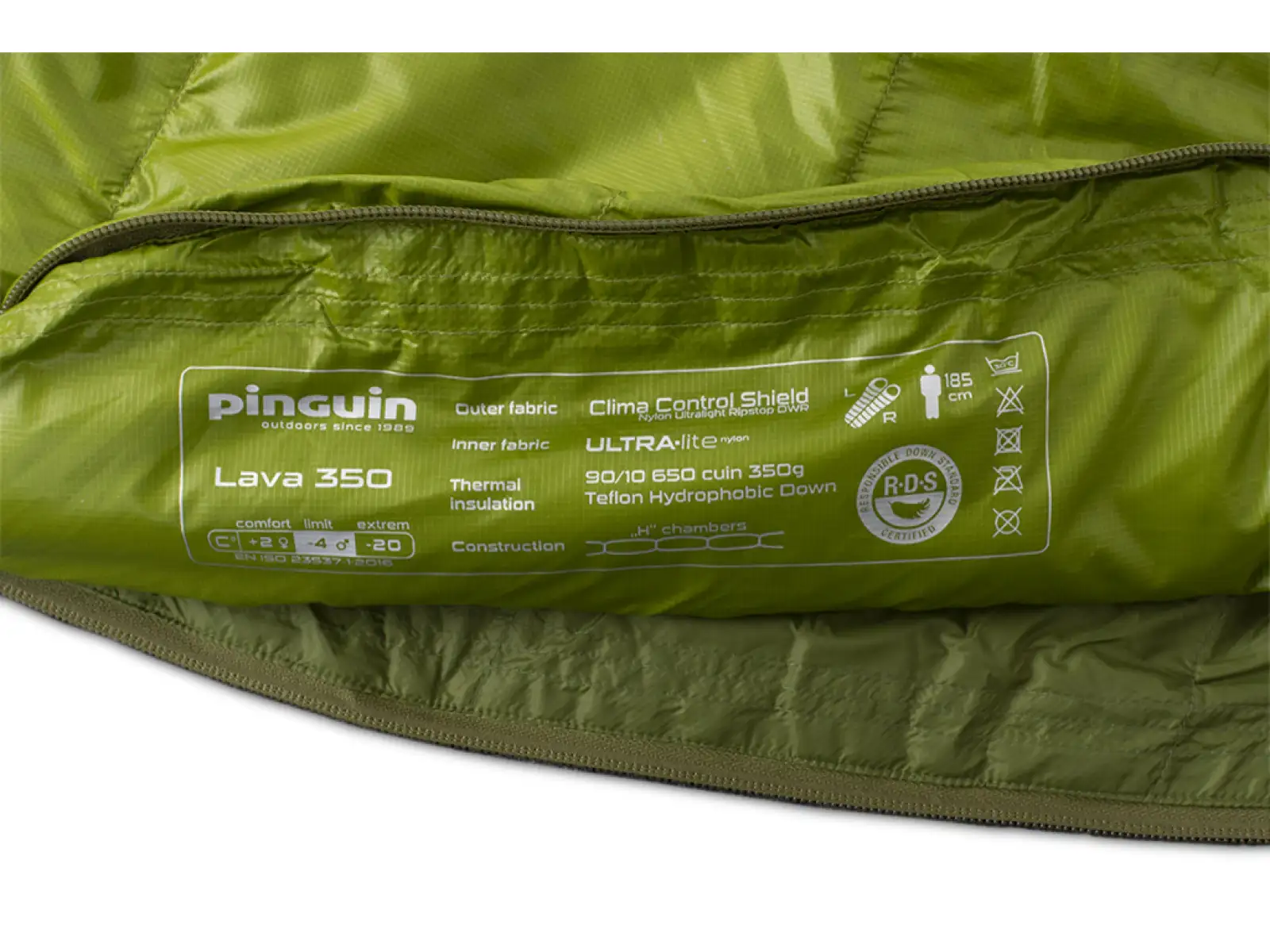 Pinguin Lava 350 spací vak 195 cm zelená ľavá