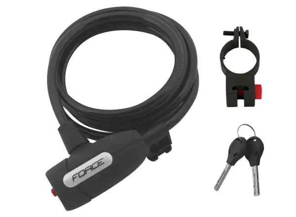Force Lux zámok špirála 180cm/8mm + držiak čierna