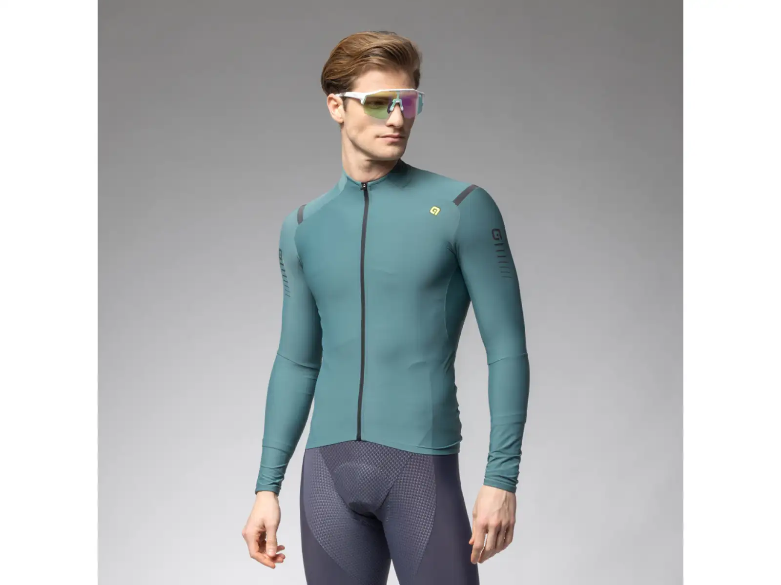 Alé R-EV1 Warm Race pánsky dres zateplený dlhý rukáv Pier Green